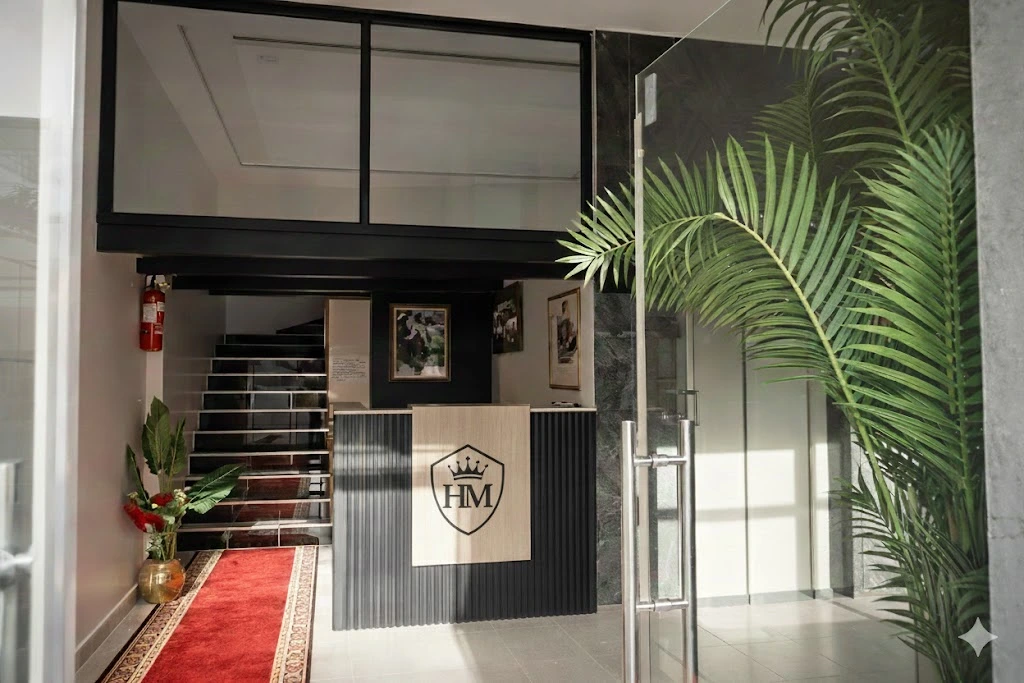 a view from the outside door on the reception desk of Hotel Moukawama